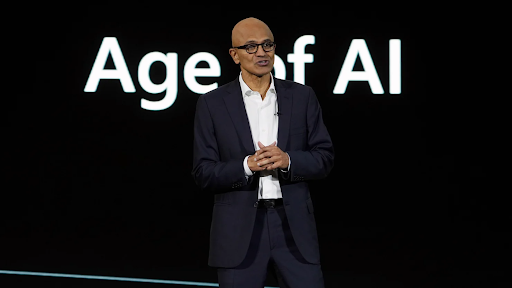 A depiction of Microsoft AI agents, showcasing innovation in automation and AI technology, fending off competition from Salesforce